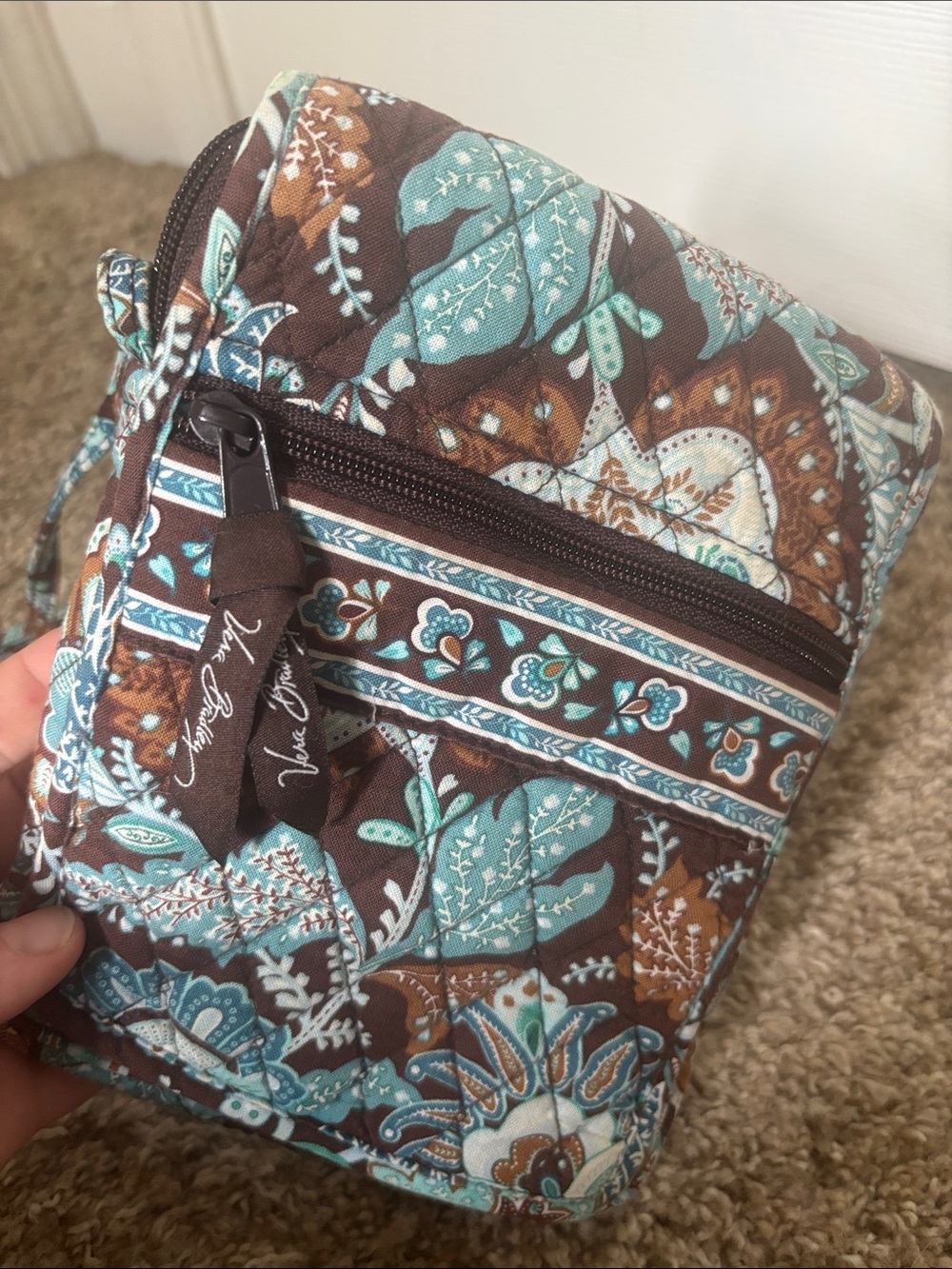 Vera Bradley Small Crossbody Bag – Brown & Blue Fall Leaf Print 🍂
